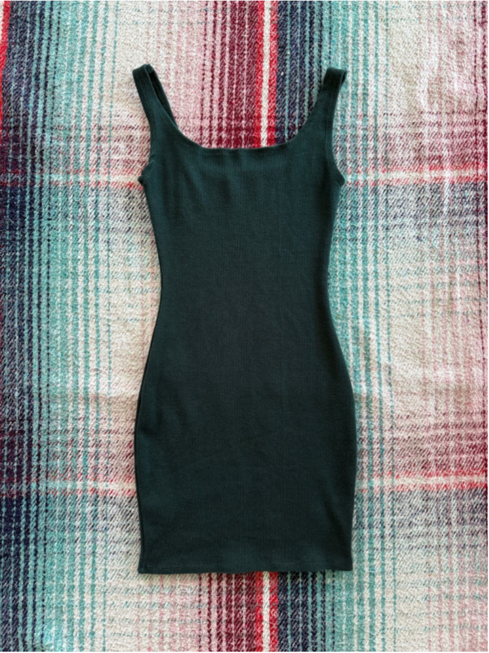 Women's SEEK THE LABEL Dark Green Ribbed Mini Dress S
